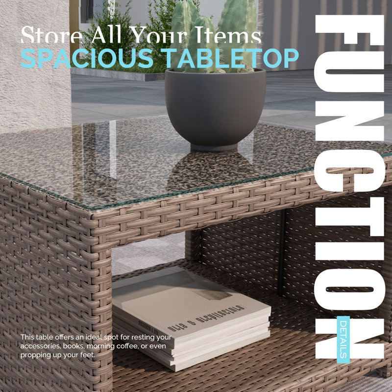 Square Wicker Outdoor Coffee Table , 64cm cm W 64cm cm D