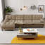 Canapé modulaire en forme de L de 138 po avec repose-pieds modulaire en L chenille, canapé modulaire en tissu chenille à 4 sièges profonds, canapé confortable à 4 sièges en treillis pour salon, chambre à coucher et appartement-1925103728