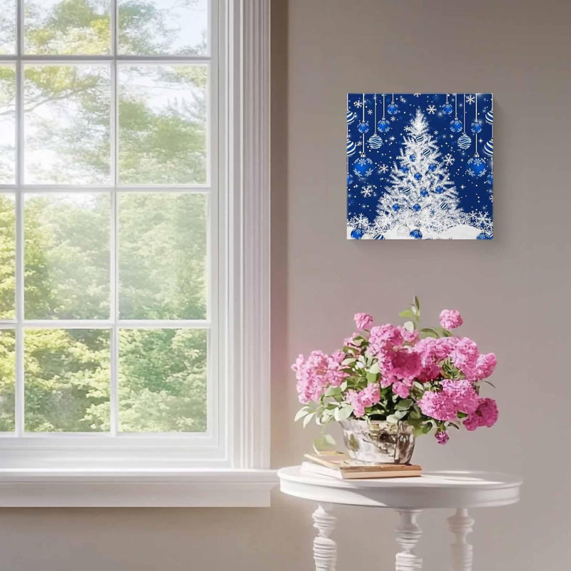 Arbre de Noël en forme de flocon de neige d'hiver, art mural 16 po x 16 po