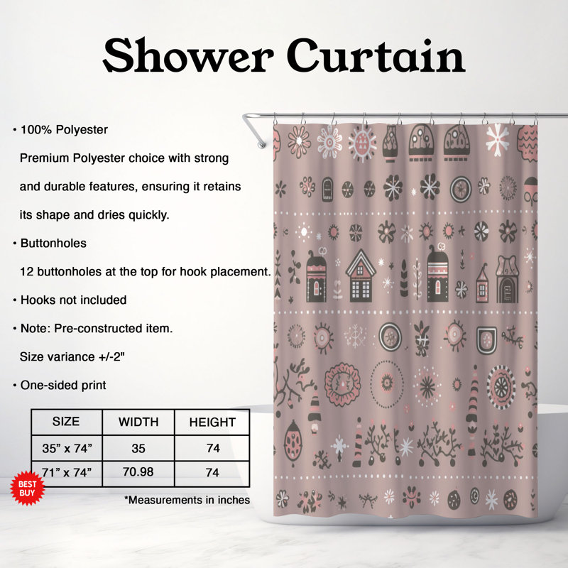 Rideau de douche Glacial Winter, H 74 po x l 71 po