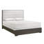 Ensemble de chambre à coucher grand lit, brun foncé, blanc crème, bois argenté, ensemble de 2 pièces avec table de chevet-132953604