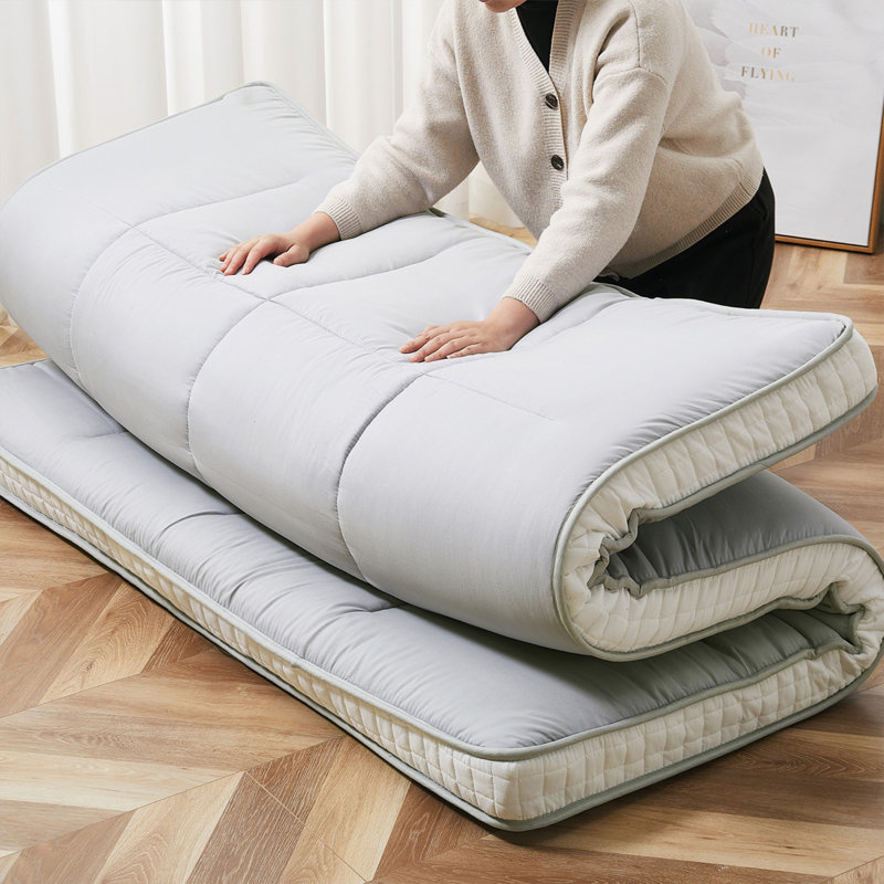 Foldable Floor Mattress, Guest Bed with Foam Filling, Space-Saving Sleeping Mat, Single/Double, Grey/Single