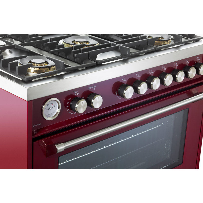 Verona Ultima 36" 5 Burner Single Gas Range, Burgundy