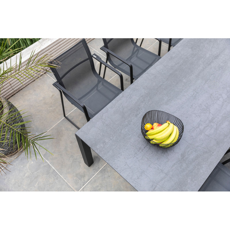 Muze Stacking Patio Dining Chair, Anthracite Frame/Anthracite Mesh