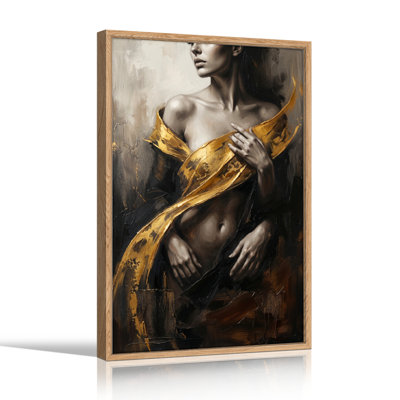 Ensemble de 1 tableau sur toile à draperie dorée