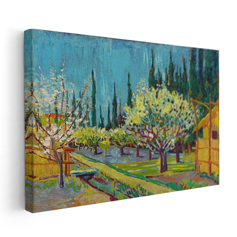 Orchard bordé par Cypresses, 1888 - reproduction d'art sur toile, H 20 po x l 30 po