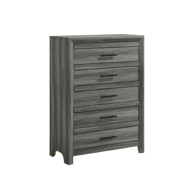 Commode 5 tiroirs Zarrah, Gris
