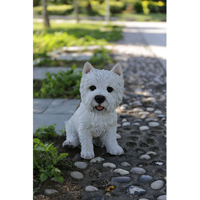 Sitting White Terrier Dog Statue