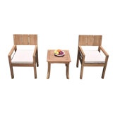 Khalid Outdoor 3 - Piece Teak Bistro Set