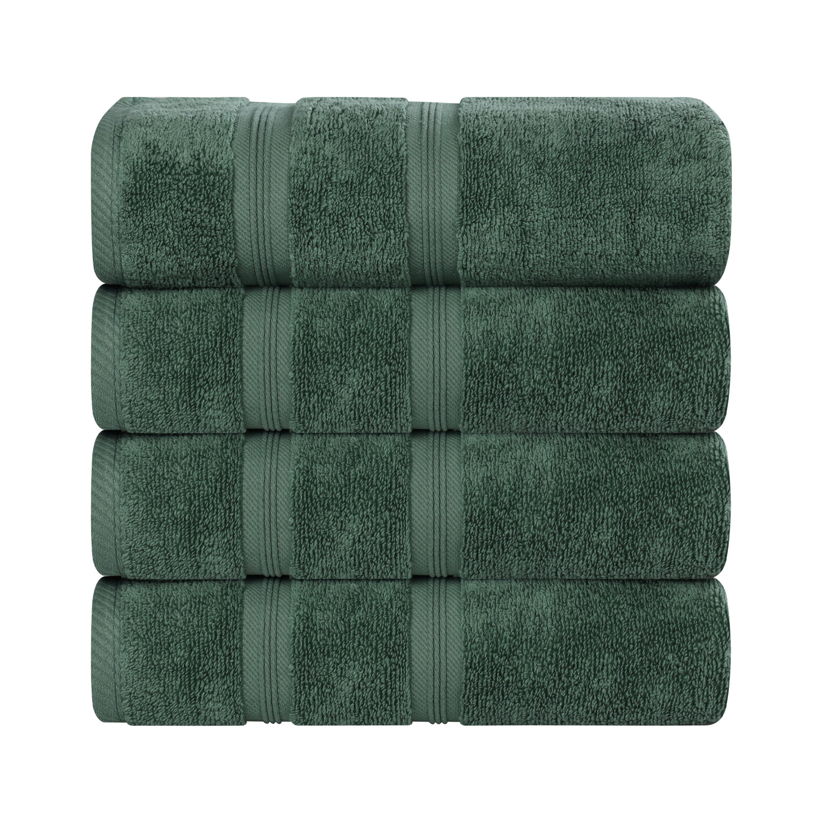 4-Piece Zero-Twist Cotton Towel Set, Forest Green