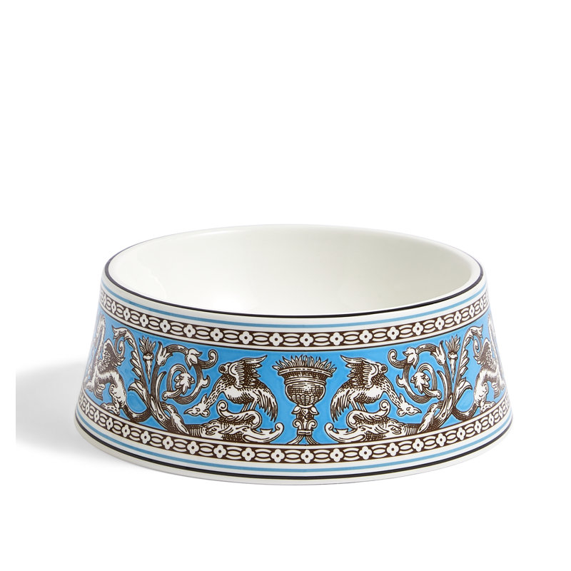 Florentine Turquoise Pet Bowl 17cm 6.6in, Blue Sky