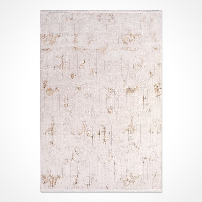 Tapis oriental lavable en machine crème antidérapant, Rectangle 2 pi 8 po x 5 pi