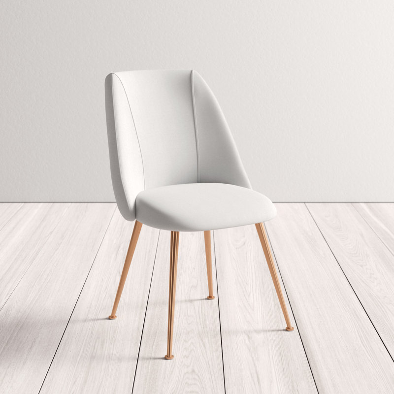 Lovel 18.5'' H Upholstered Pine Side Chair, Light Gray, Gold