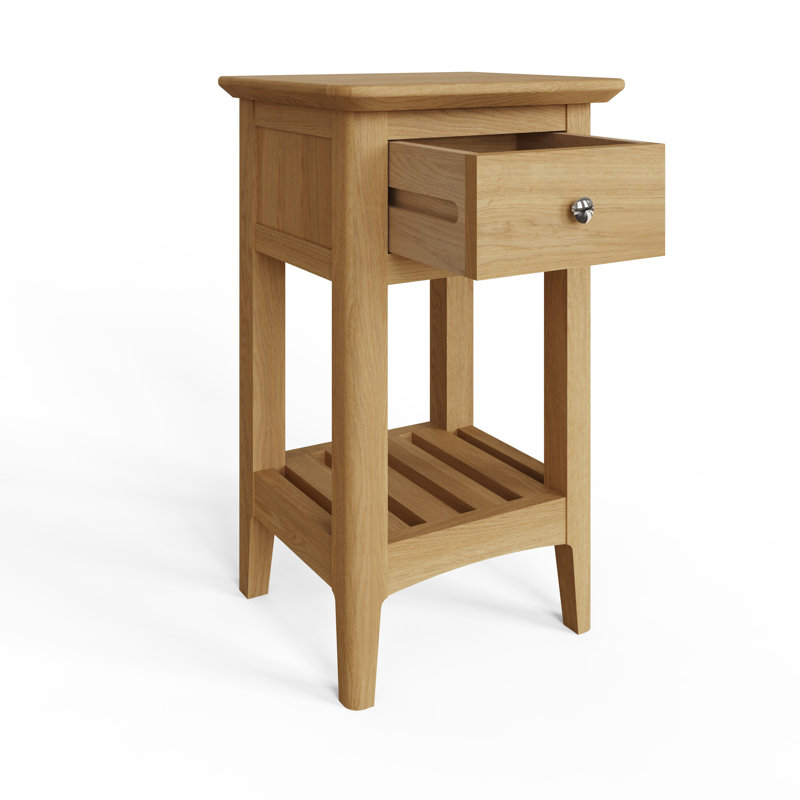 Angie 35cm W Solid + Manufactured Wood Bedside Table, Oak