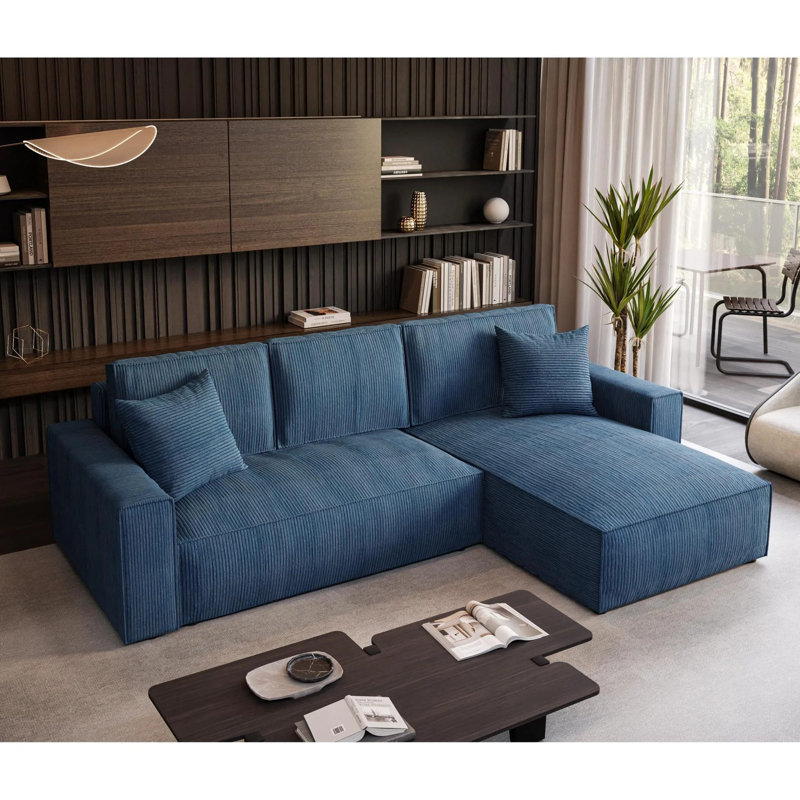 Damionna 4 Seater Sofa Bed, Right Hand Facing, Blue