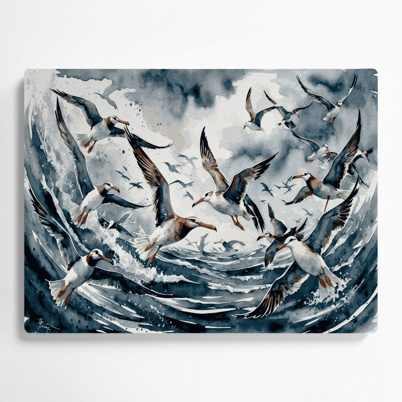 Oiseaux, art mural vert métal Fulmar, H 144 po x l 216 po x P 0,05 po