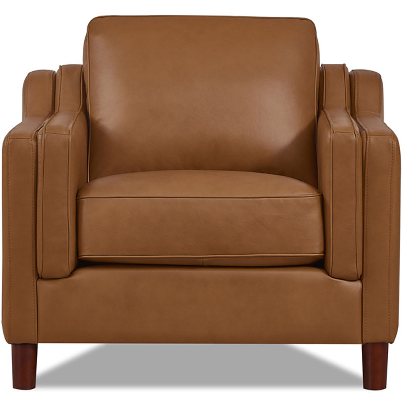 Pearlena Top Grain Leather Chair, Cognac Genuine Leather