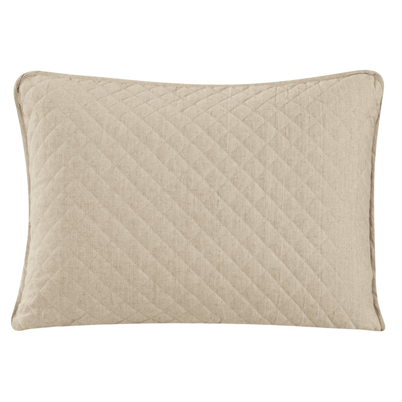 Anna Diamond Quilted Classic Chic Casual Modern Rustic Pillow Sham, King, Light Tan