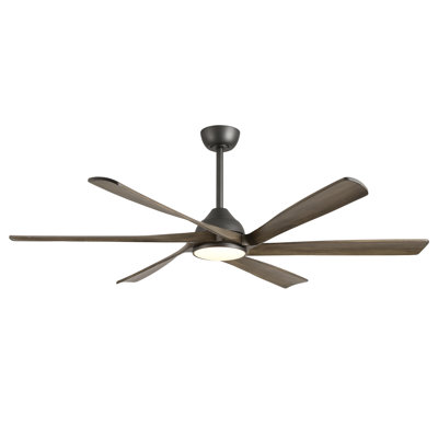 6 Blade Soild Wood Ceiling Fan with Light, Smart APP & Remote Control, 3 Color LED, Quiet DC Motor, Adjustable Downrods (6”/12”/24”)