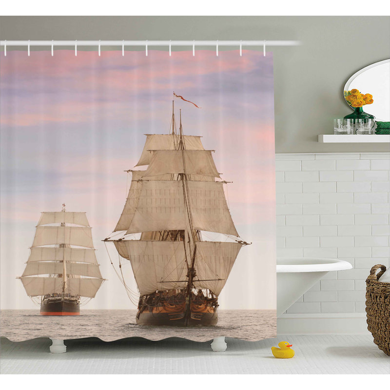 Rideau de douche simple en bois pour bateau à voile, H 75 po x l 69 po