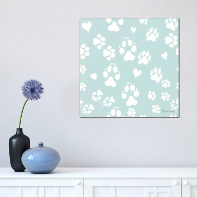 Paws Of Love Pattern IIID by Beth Grove - Wrapped Canvas Print