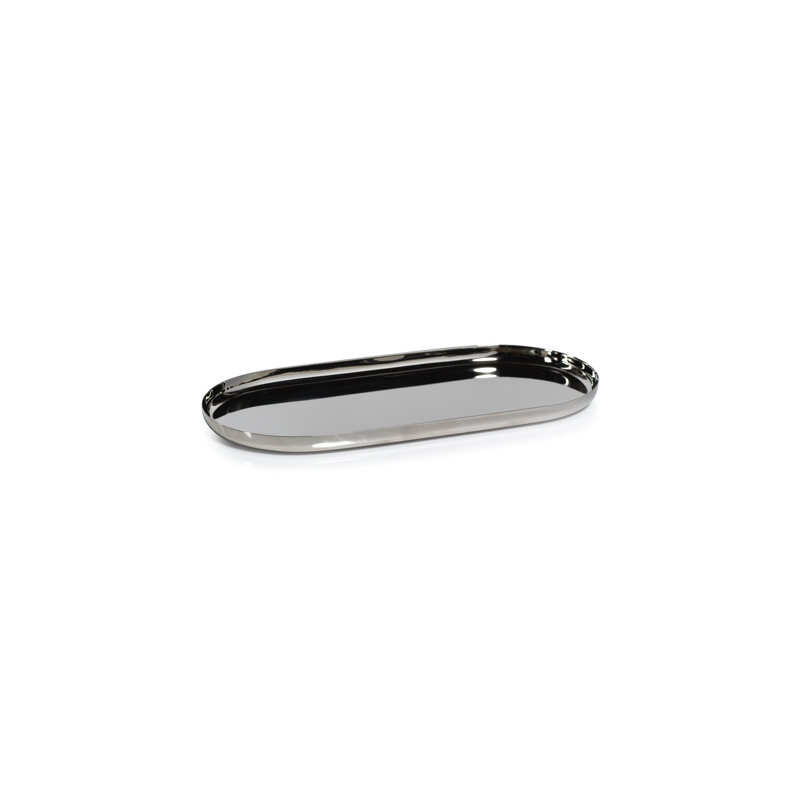 Plateau en acier Joss & Main Wanita, Argent, H 0,5 po x l 4,75 po x P 9,5 po