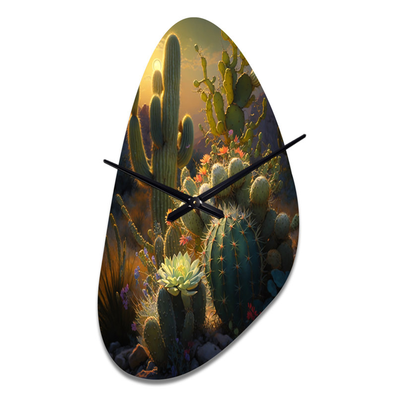 Horloge murale Cactus In Desert III, Moyenne