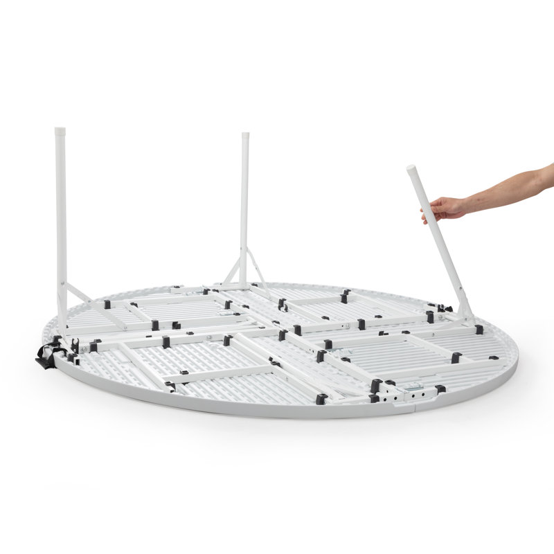 66" White Steel and Plastic Round Folding Table
