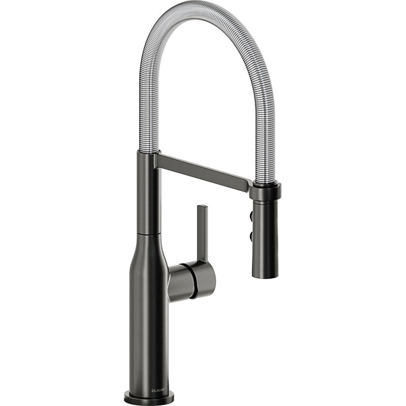 Avado Pull Down Single Handle Kitchen Faucet, Black Stainless and Chrome