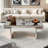 Luxury Rectangular Mirror Coffee Table With Fluted Tempered Glass And Rounded Edges