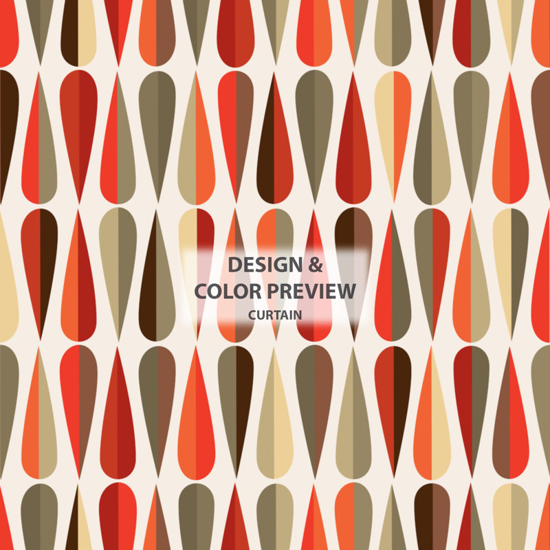 Retro Abstract Drops V - Rideau Mid-Century - Velours obscurcissant - 1 panneau, Rouge, l 52 po x L 84 po