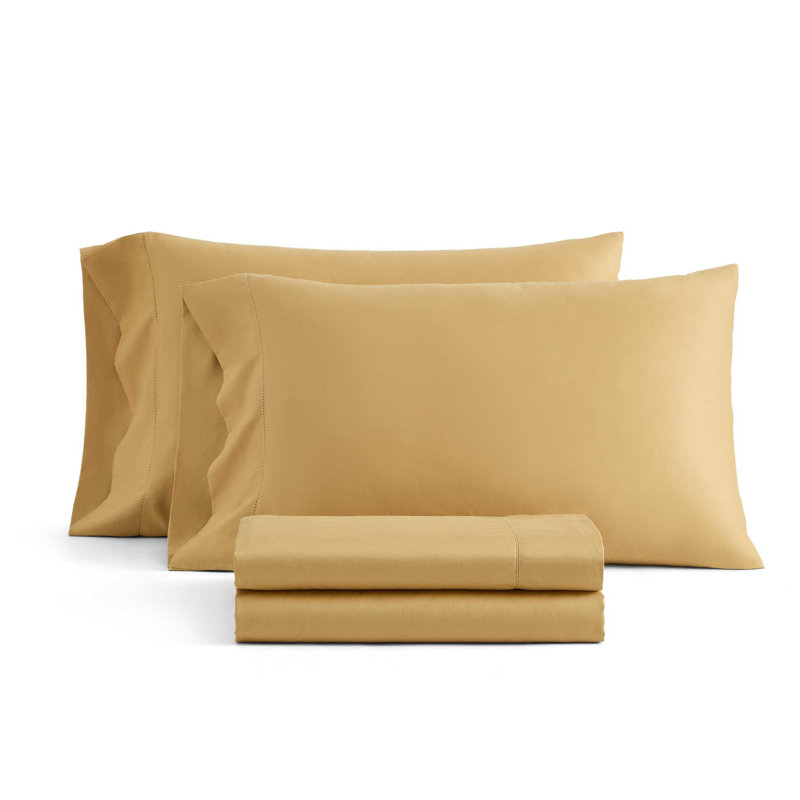 Ensemble de draps en coton massif Martha By Martha Stewart, Ensemble de draps pour taille de lit grand avec de, Doré