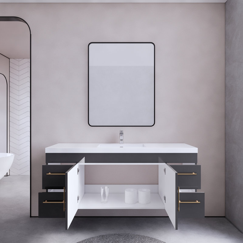 Ensemble de meuble-lavabo simple 59 po Berner, Gris
