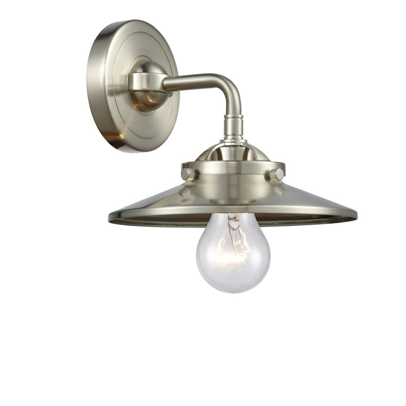 Clintonpark Armed Sconce, 6 Watt Vinage LED Bulb, Brushed Satin Nickel, Brushed Satin Nickel