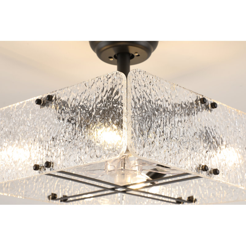 Ventilateur de plafond 15,8 "moderne noir cristal avec éclairage à intensité variable, 3 vitesses, marche arrière et télécommande inclus