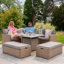 Rosen 9 Seaters Corner Sofa Cube Fire-Pit Dinning Table With Storage Benches&Rain Cover