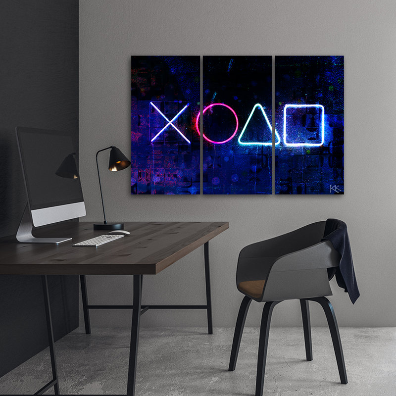 Buttons For The Controller - 3 Piece Wrapped Canvas Print Set, 80cm H x 120cm W