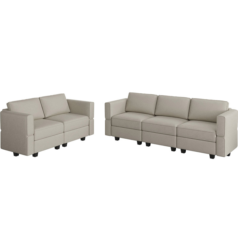 Canapé modulaire en velours Teangela, Velours gris velours