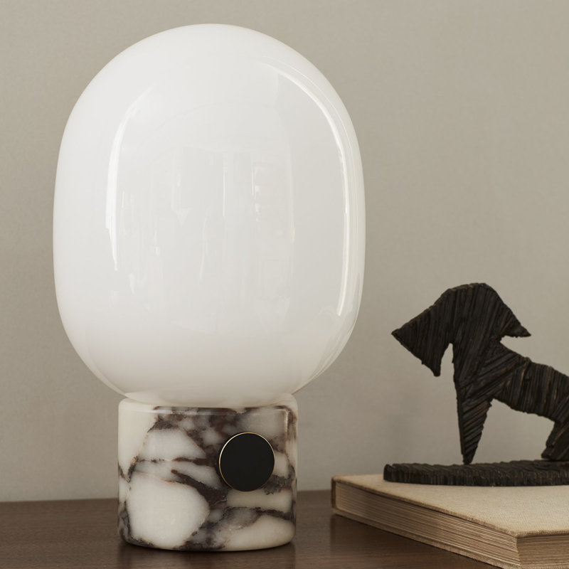 JWDA LED Table Lamp, Calacatta Viola Marble, 12.6" H x 7.5" W x 7.5" D
