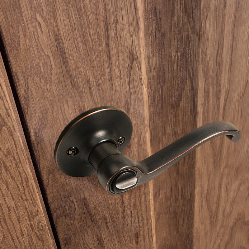 Scroll Privacy Bed/Bath Door Lever, Oil Rubbed Bronze, 2-Way Latch