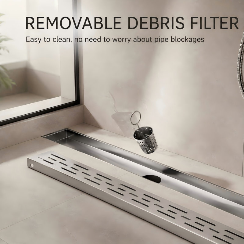 Majesta 32" Brushed Nickel linear grid drain, Brushed Nickel