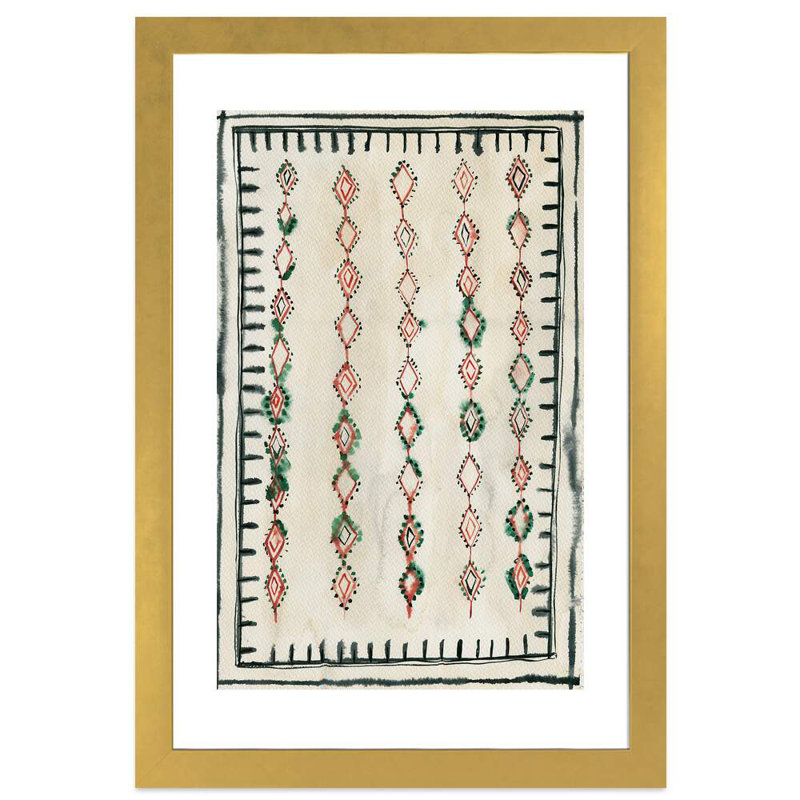 Reproduction d’art sur toile tendue « Moroccan rug II » par Albina Bratcheva, H 32 po x l 24 po x P 1 po, Cadre doré