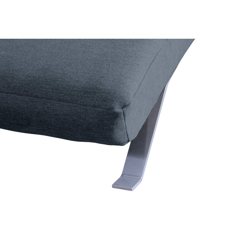 Brixham Upholstered Chenille Fabric Chaise Lounge with Adjustable Back, Silver, Navy