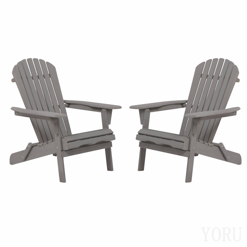 Ensemble de 2 chaises pliantes en bois pour l'extérieur Adirondack avec dossier pré-assemblé, chaise de patio en bois pour patio