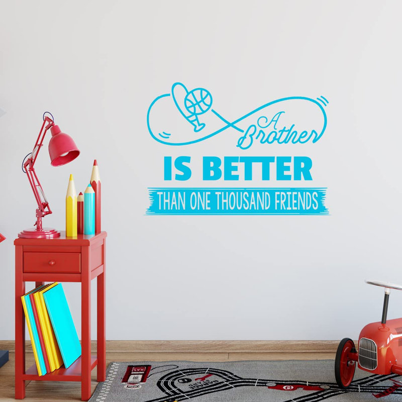 Adhésif décoratif «A Brother Better Than One Thousand Friends», H 12 po x l 17 po, Bleu ciel