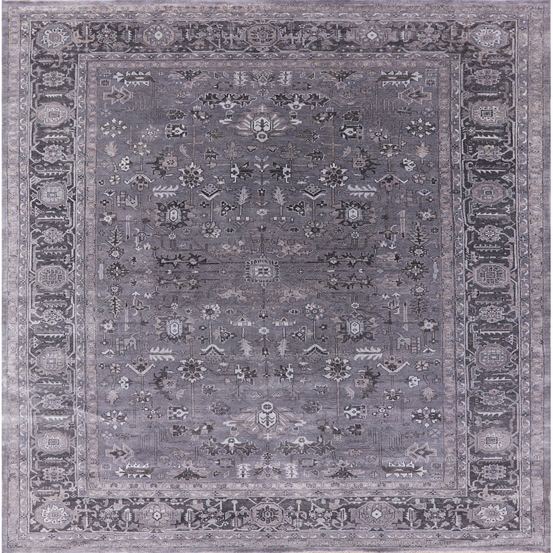 Tapis oriental gris Arad, Carré 6 pi