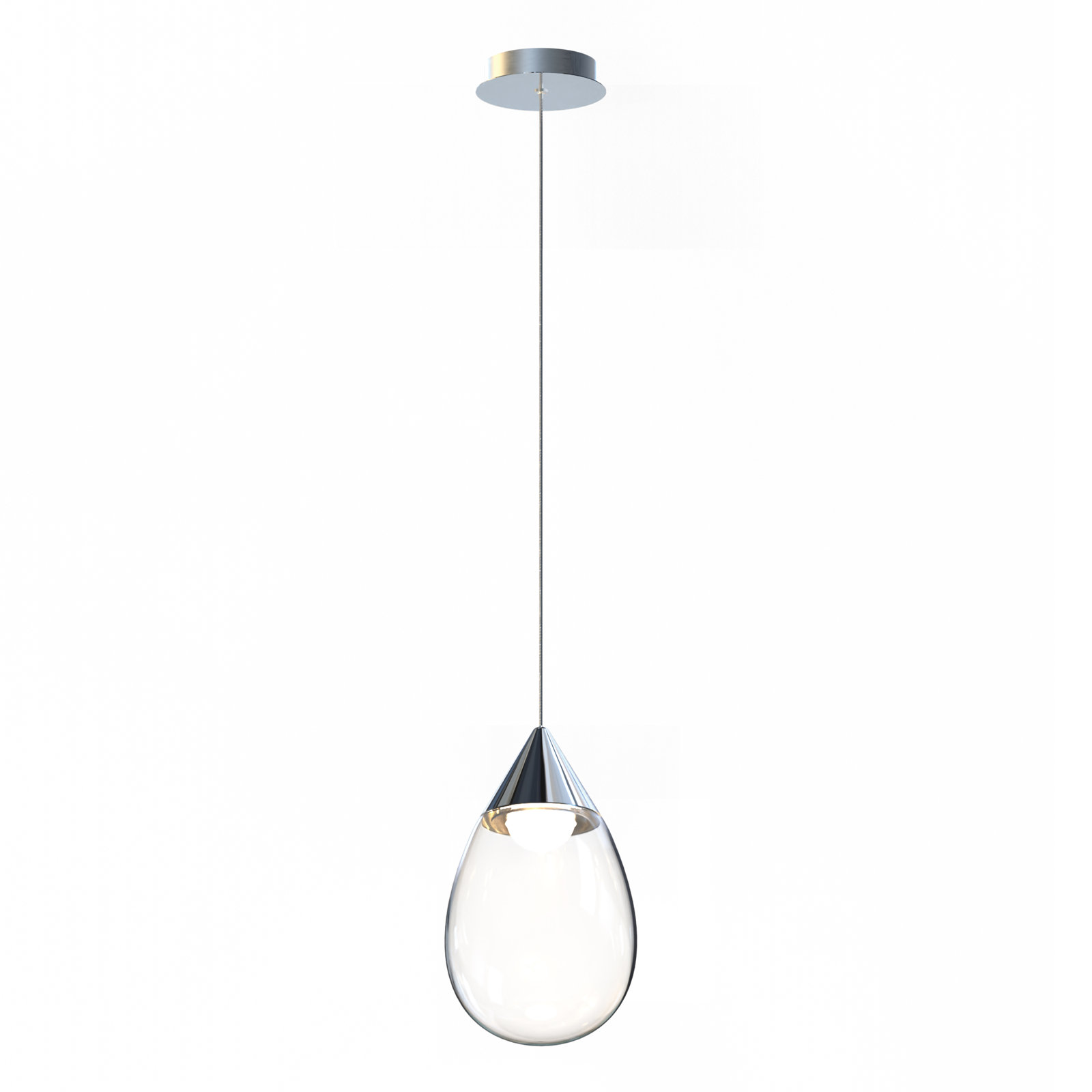 Alheidis Single Light Glass Dimmable LED Pendant, Polished Chrome, Clear