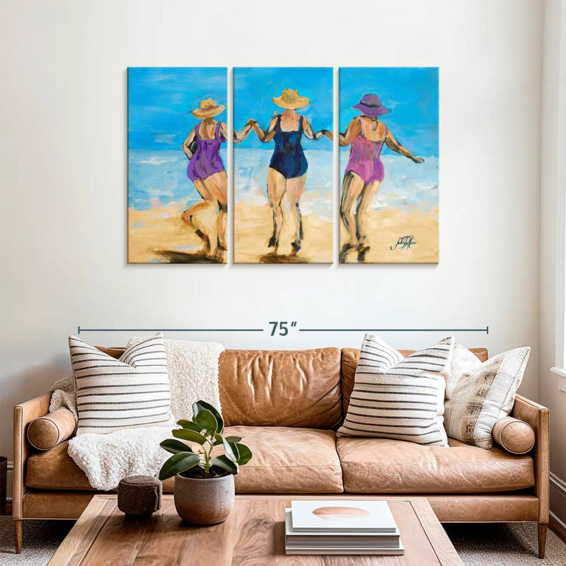 Mesdames Leisha sur la plage II, H 36 po x l 57 po