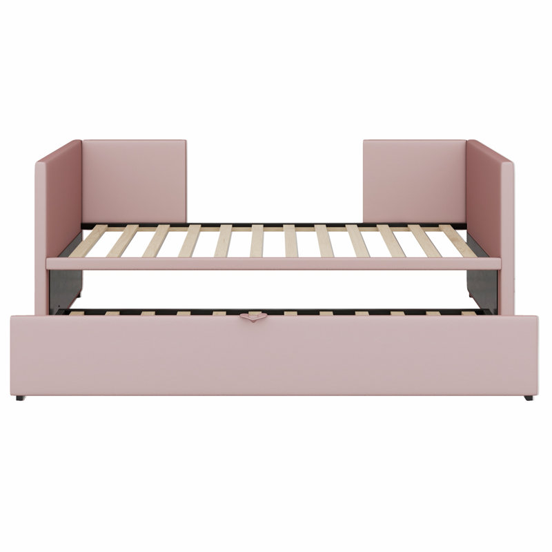 Shamina Upholstered daybed with Pop Up Trundle, Pink