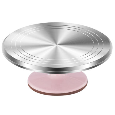 12 Inch Pink Rotating Cake Turntable for Cake,Aluminium Alloy Revolving Cake Stand